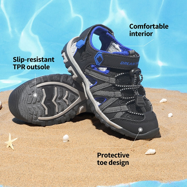 Kids Outdoor Sports Sandals - BLACK GREY BLUE - 3